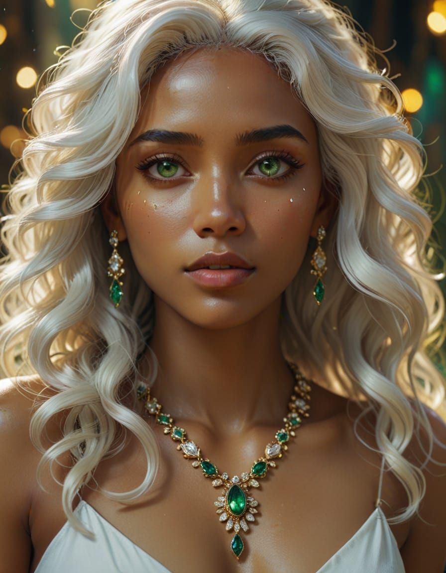 Dominican Woman with Jewels, as Vibrant Oil Painting