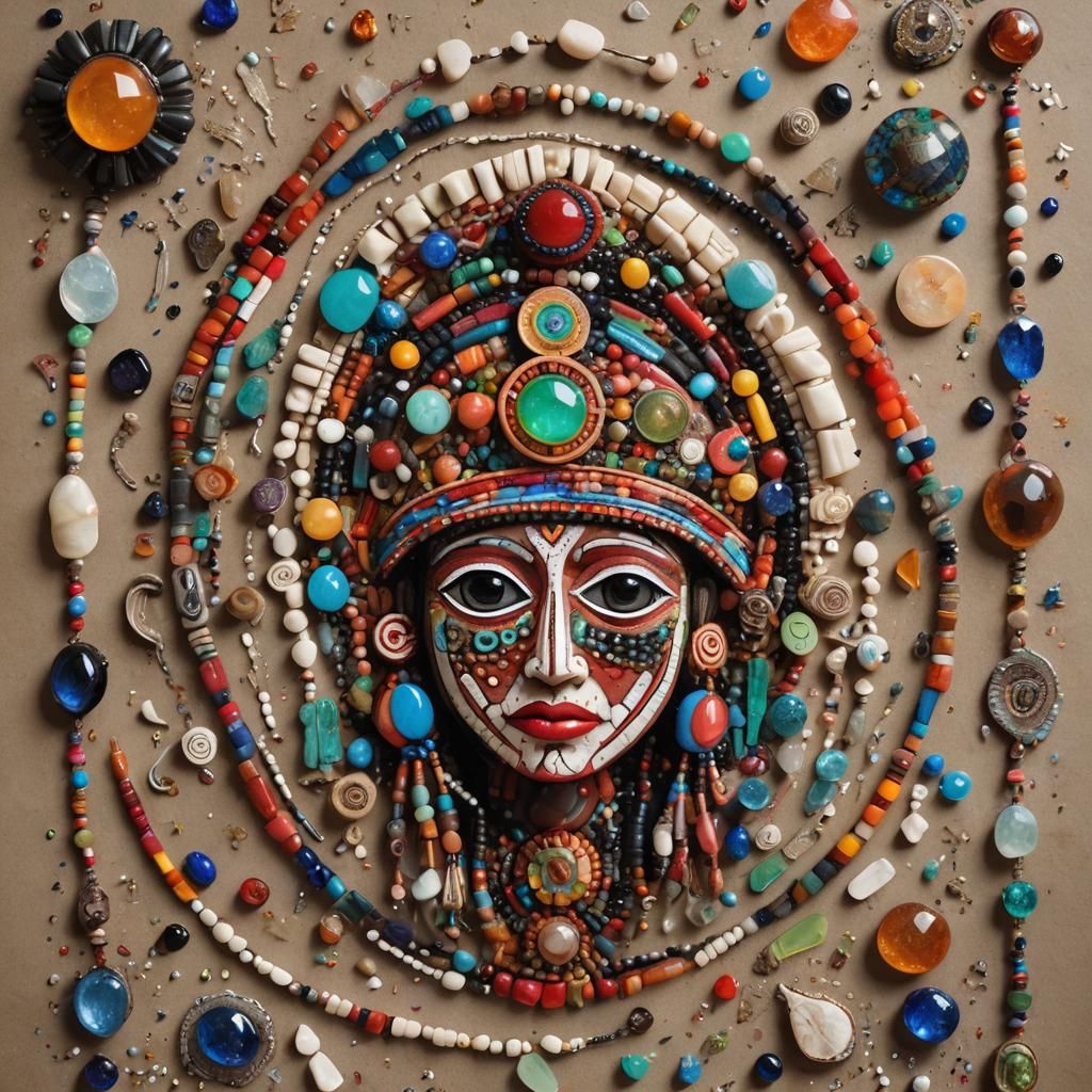 Huichol Folk Art Pocket Objects with Cosmic Tapestry