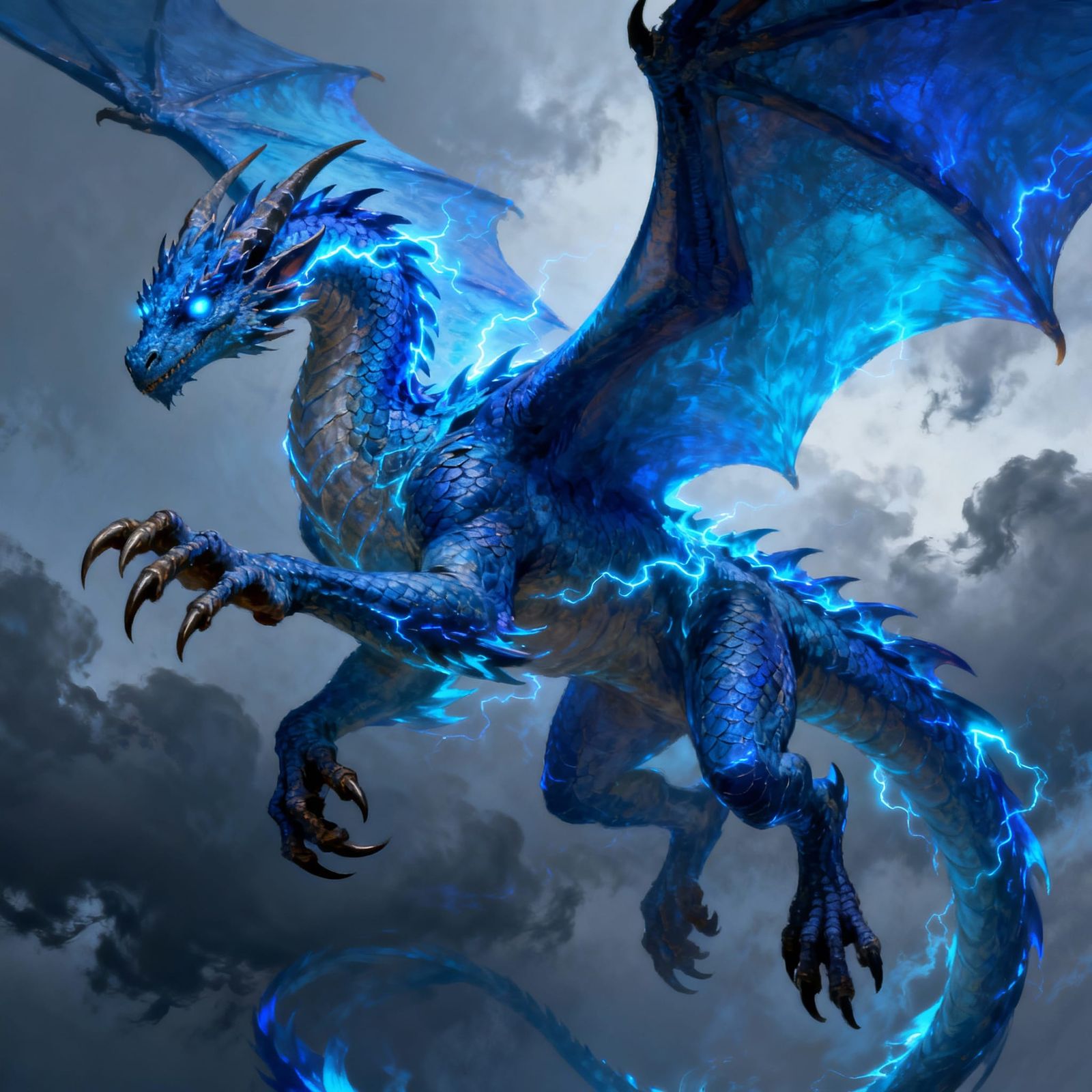 Blue Dragon in Epic Fantasy Concept Art Style