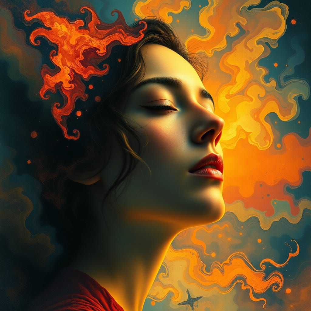 Warm Surrealistic Portrait in Golden Light