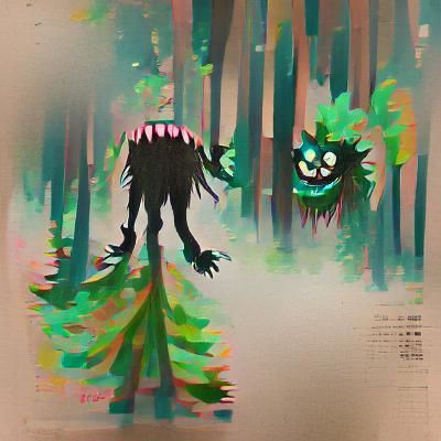 Eerie Forest Monster Lurking in Shadows