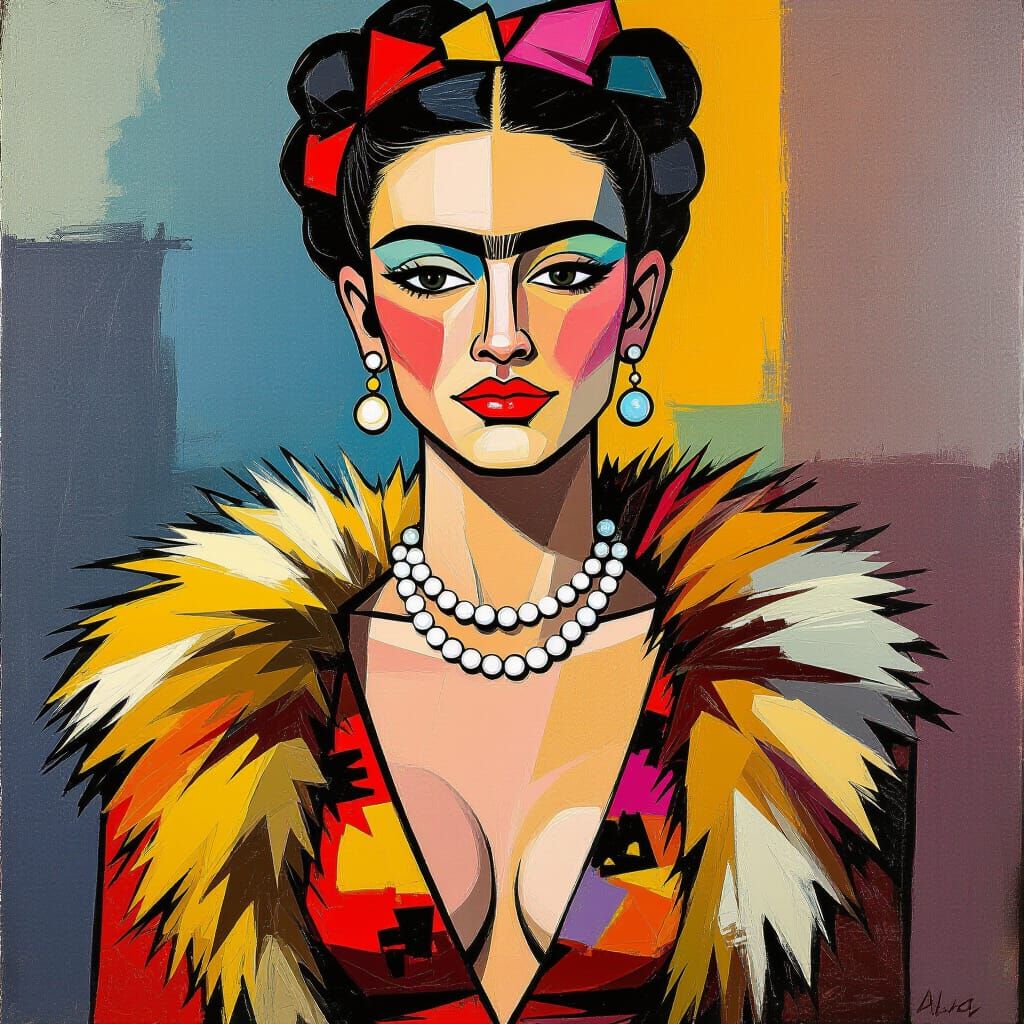 Abstract Portrait with Lion Skin Dress