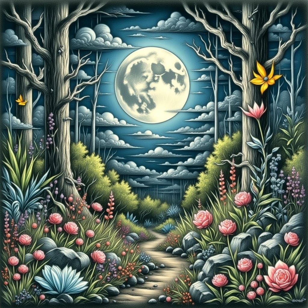 Magical Forest Scene on Midsummer's Night Eve