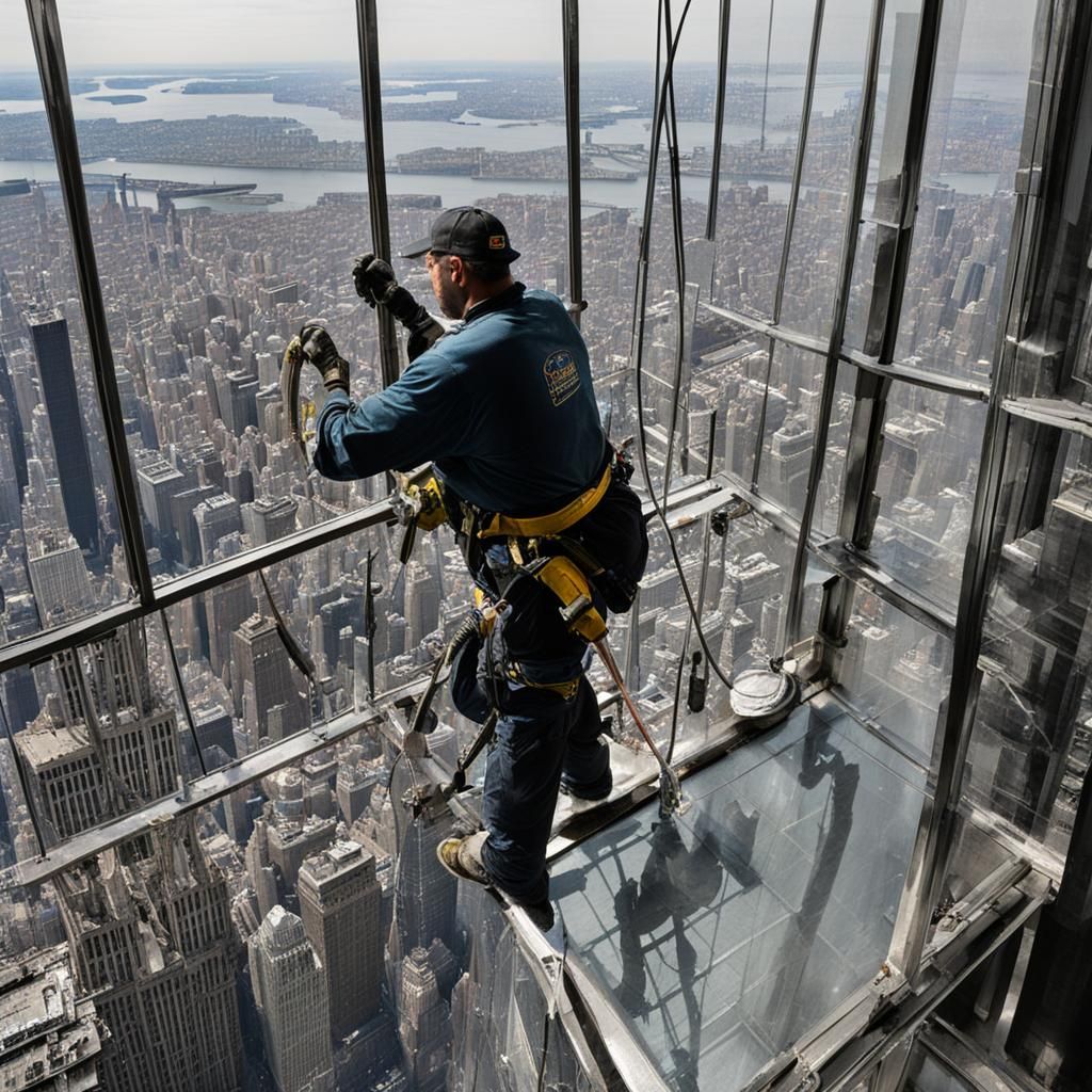 Window Washer on the Empire State Building