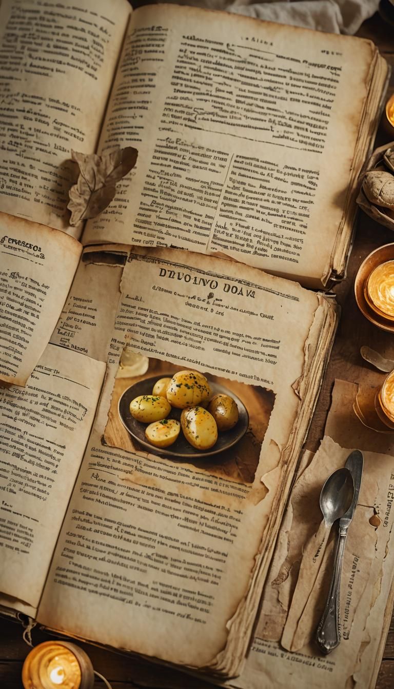 Vintage Recipe Book Page with Potato Dishes