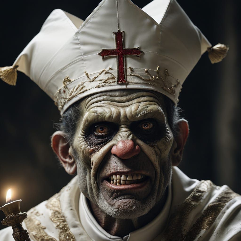 Cyberpunk Pope Monster in Pop Art Style