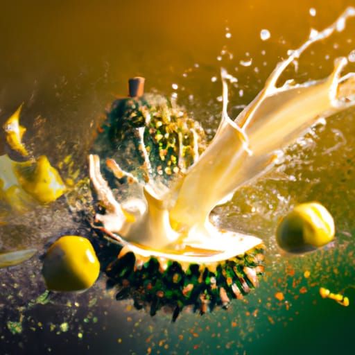 Exploding Durian and Starfruit in Digital Painting