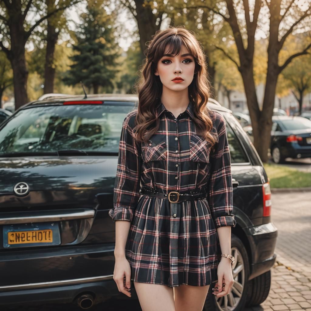 Boy Crossdressing in Plaid Dress, Professional Photo