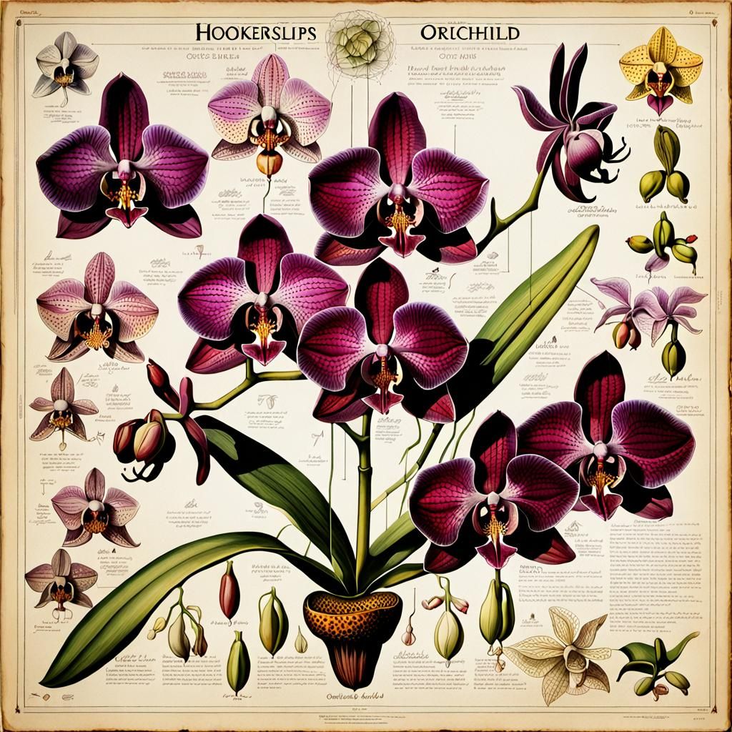 Detailed Scientific Chart of Hooker's Lips Orchid