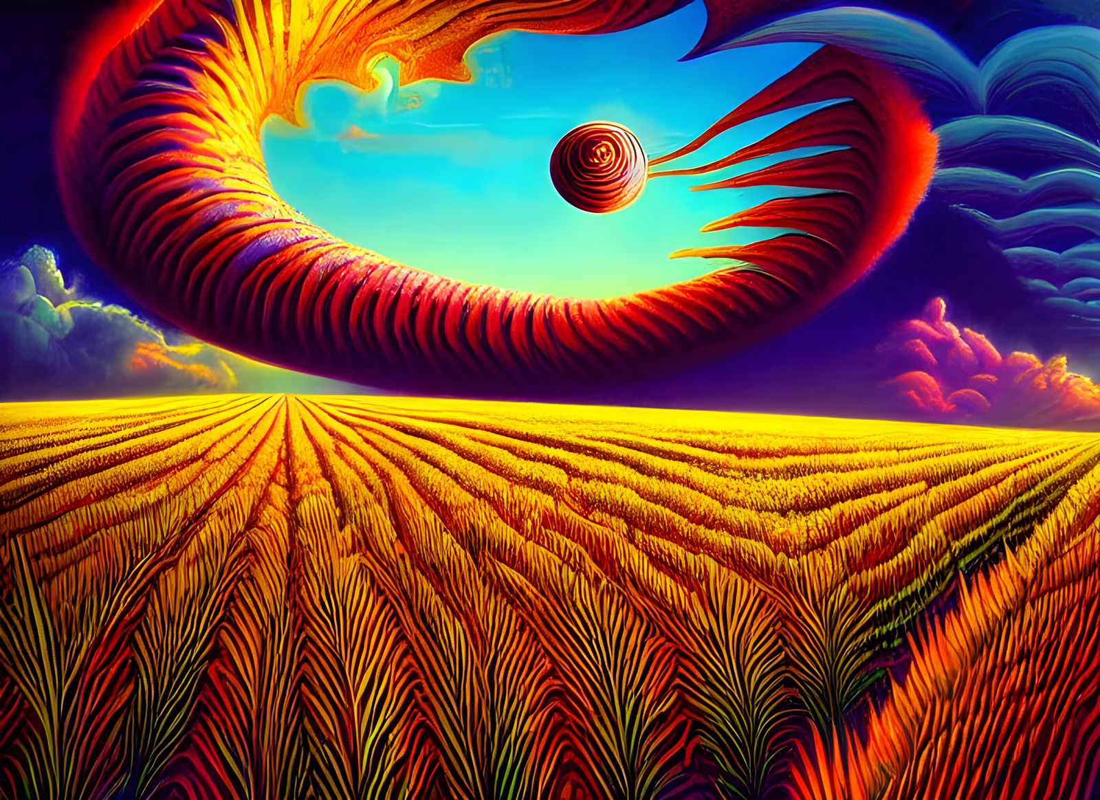Fantasy Cornfield Dreamscape: A Sci-Fi Matte Painting