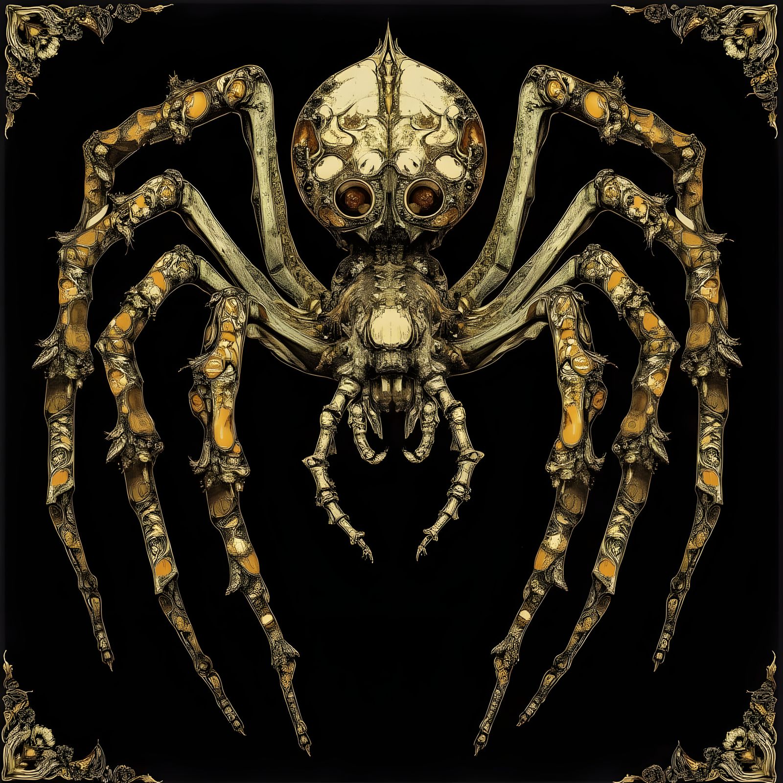 Elegant Victorian Spider in Dark, Ornate Realism