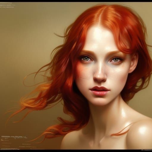 Glamorous Redhead with Black Body Paint Portrait