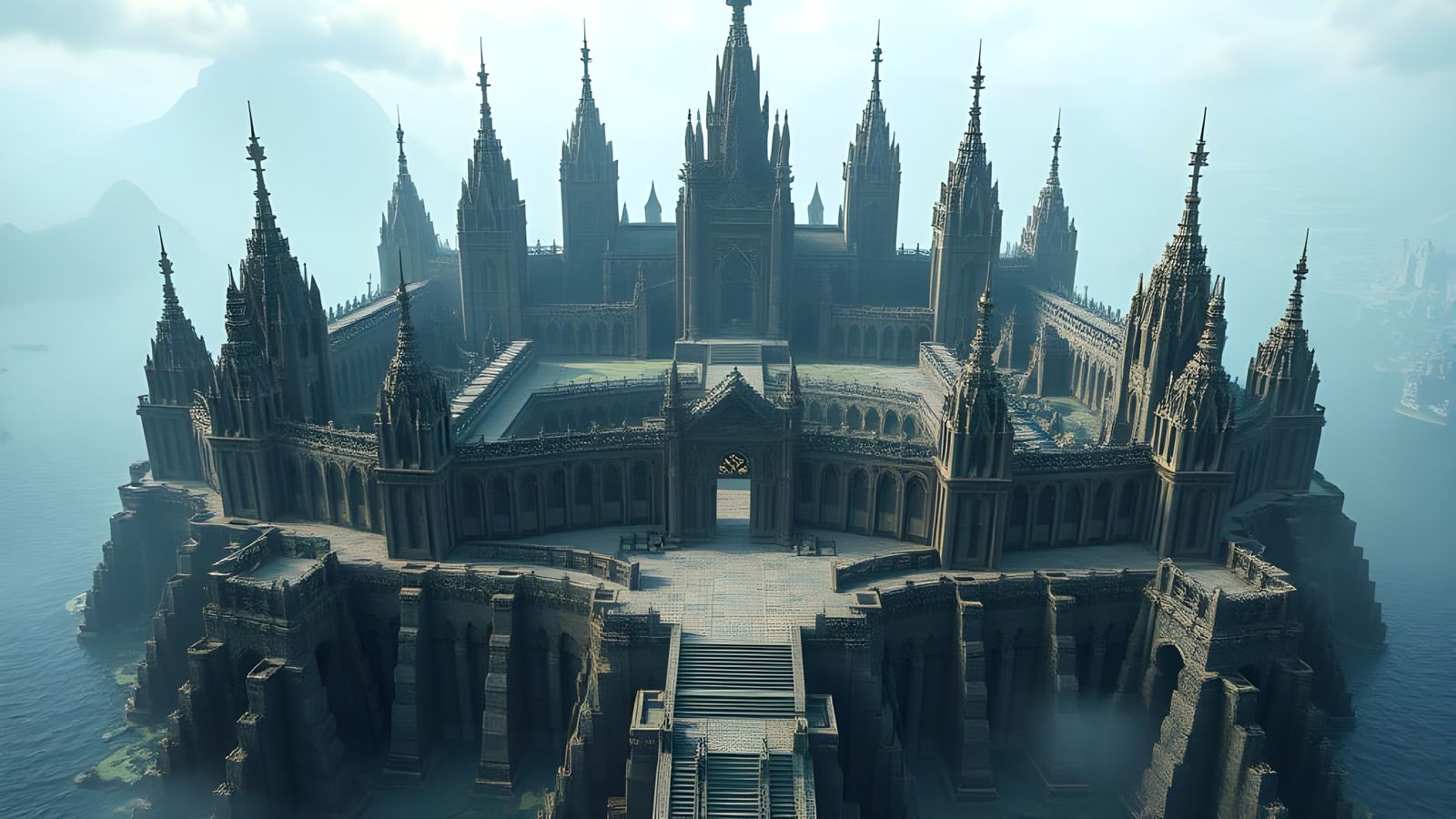 Hyperrealistic Atlantis Megastructure in Minecraft