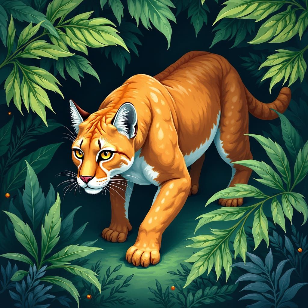 Tawny Puma Amidst Emerald Jungle