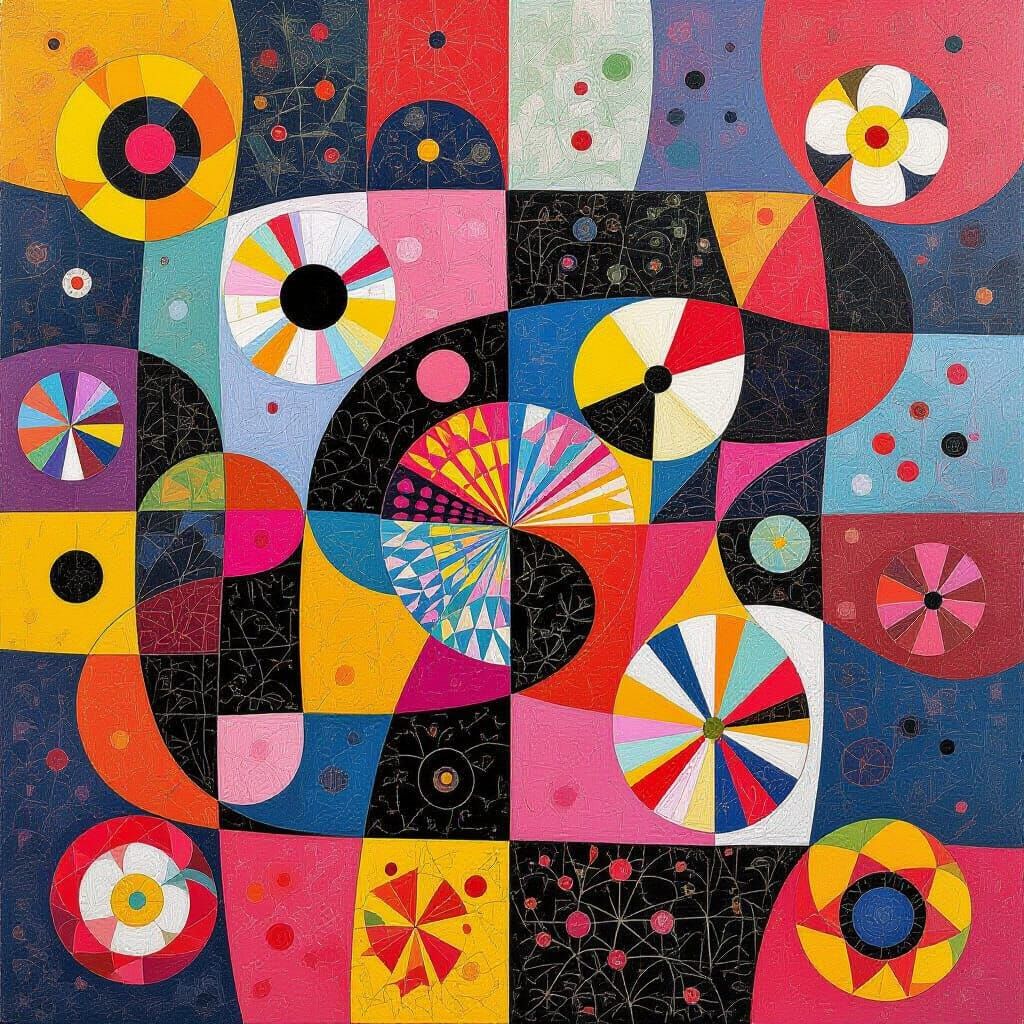 Abstract Forms with Intricate Patterns in Complementary Colo...