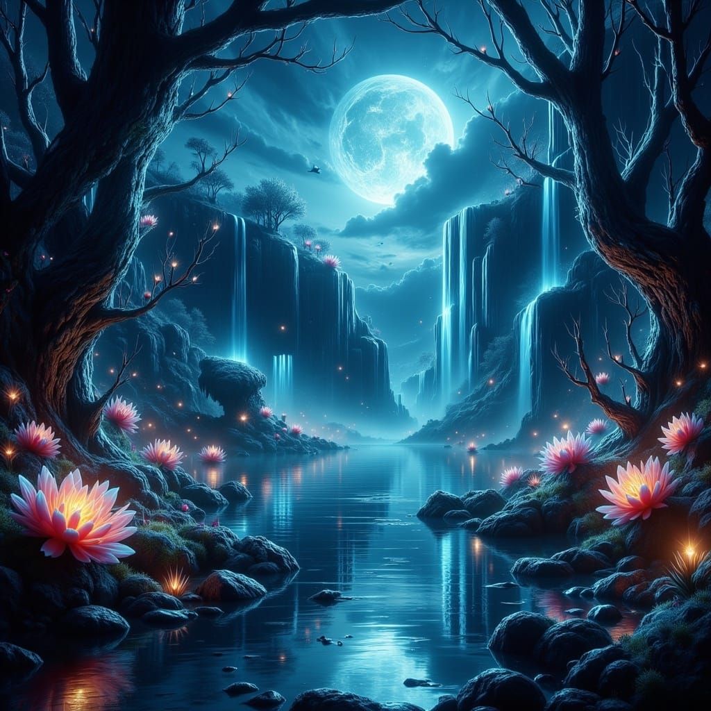 Whispering Valley of Ethereal Dreams in Soft Bioluminescent....