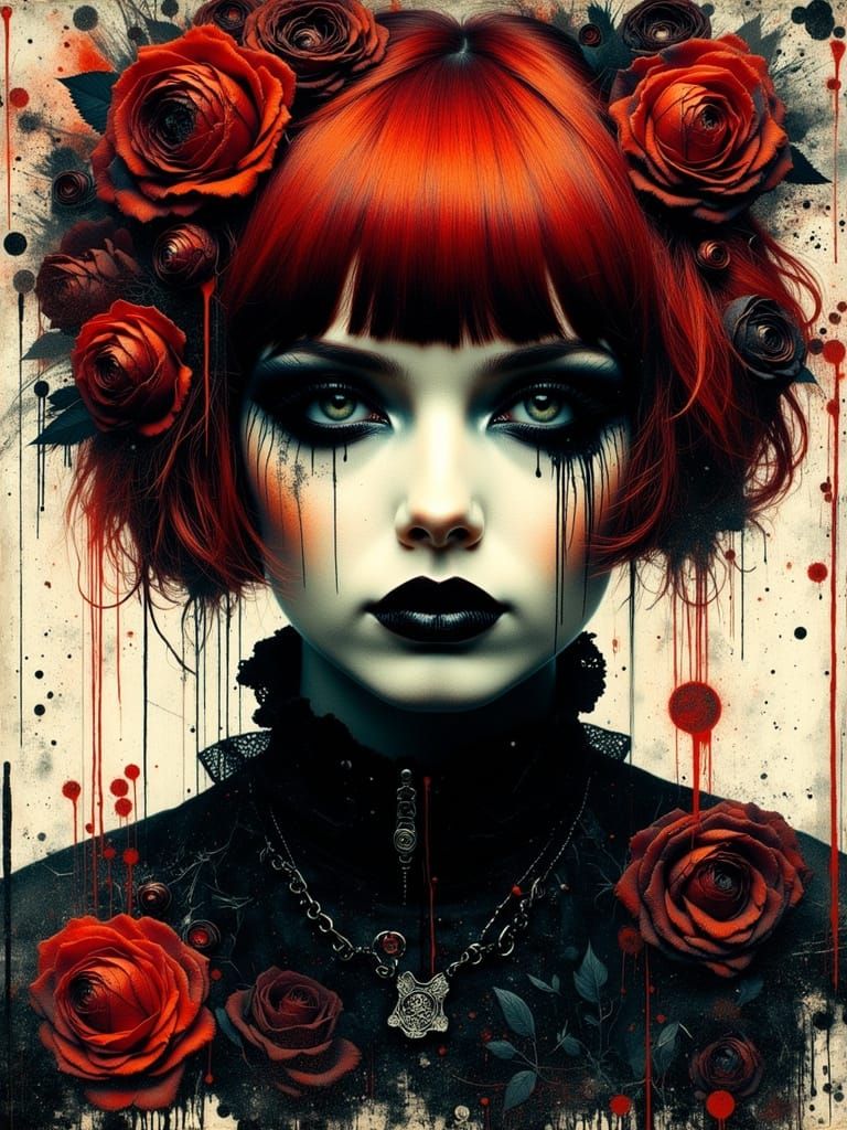 Gothic Abstract Portrait of a Melancholic Woman