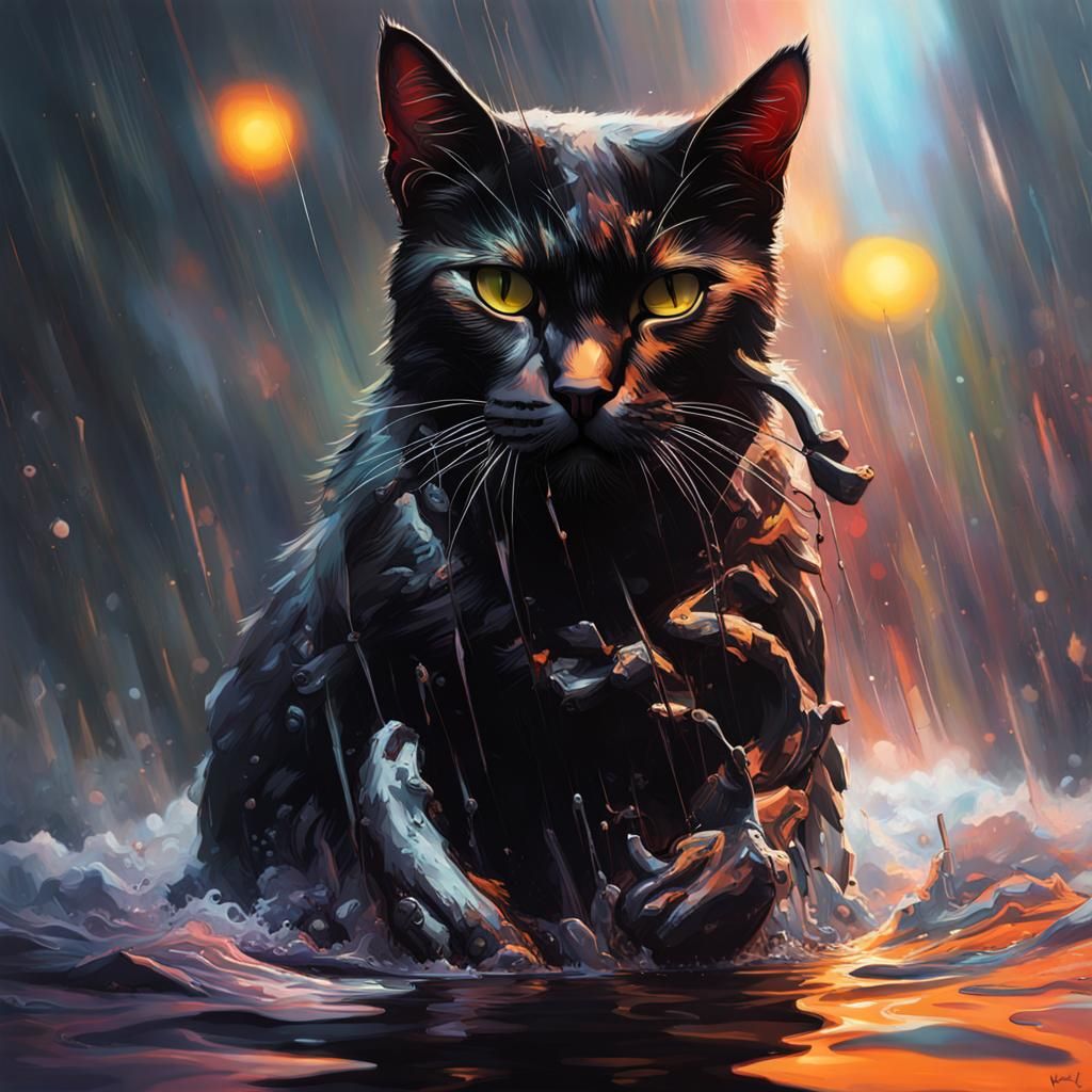 Hyperrealistic Black Ops Cats in Splash Art Style