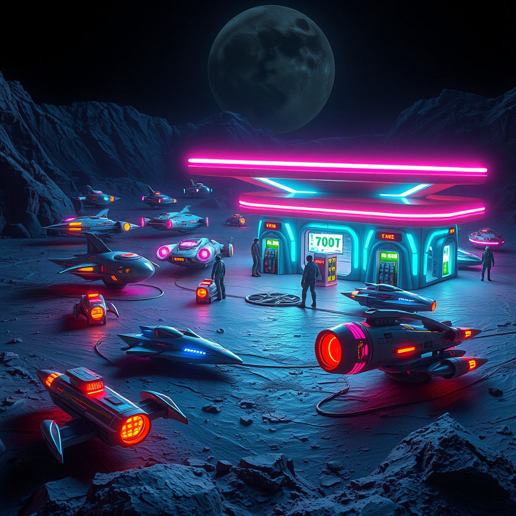 Lunar Gas Station Inspired by Monsters Inc.