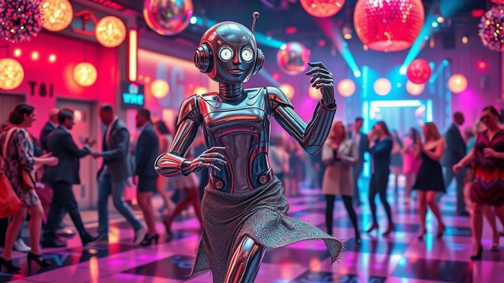 Rosie the Robot Dances in Futuristic Disco