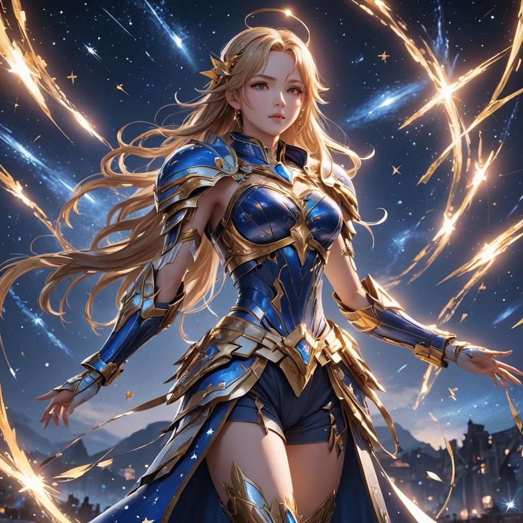 Asteria: Titan Goddess of Shooting Stars in 3D Anime Art