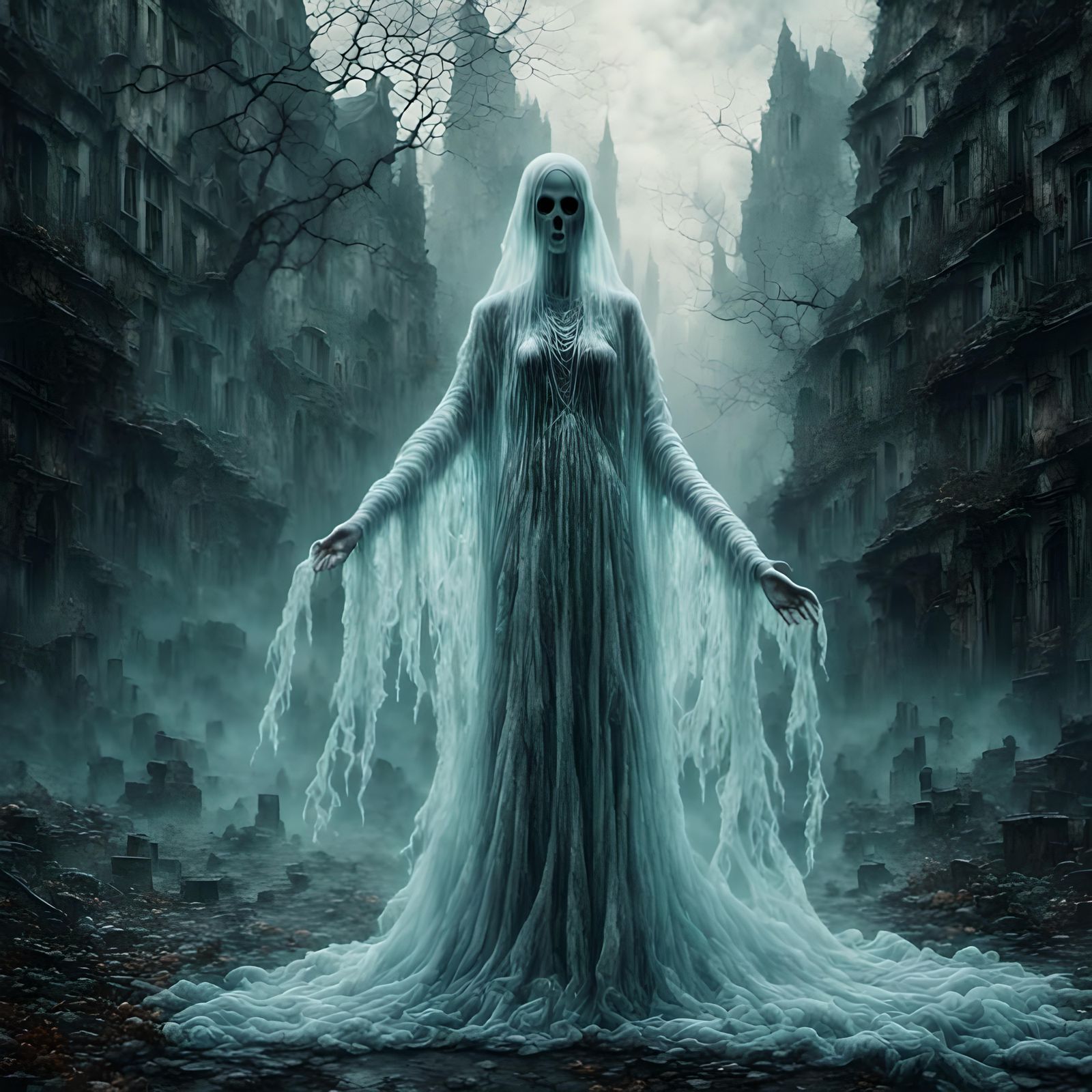 Adorable Ghost Character in Cartoon Style