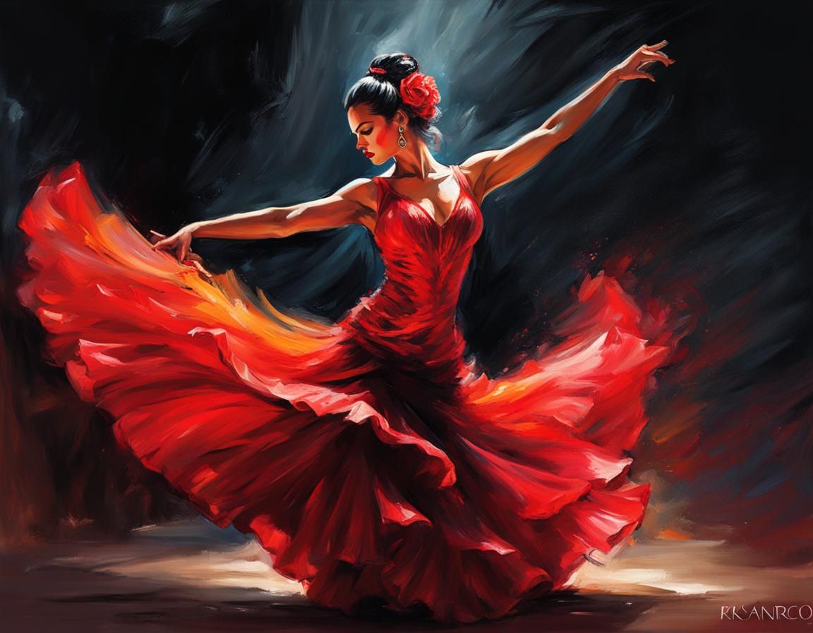 Flamenco Dancer in Digital Chalk Art Style