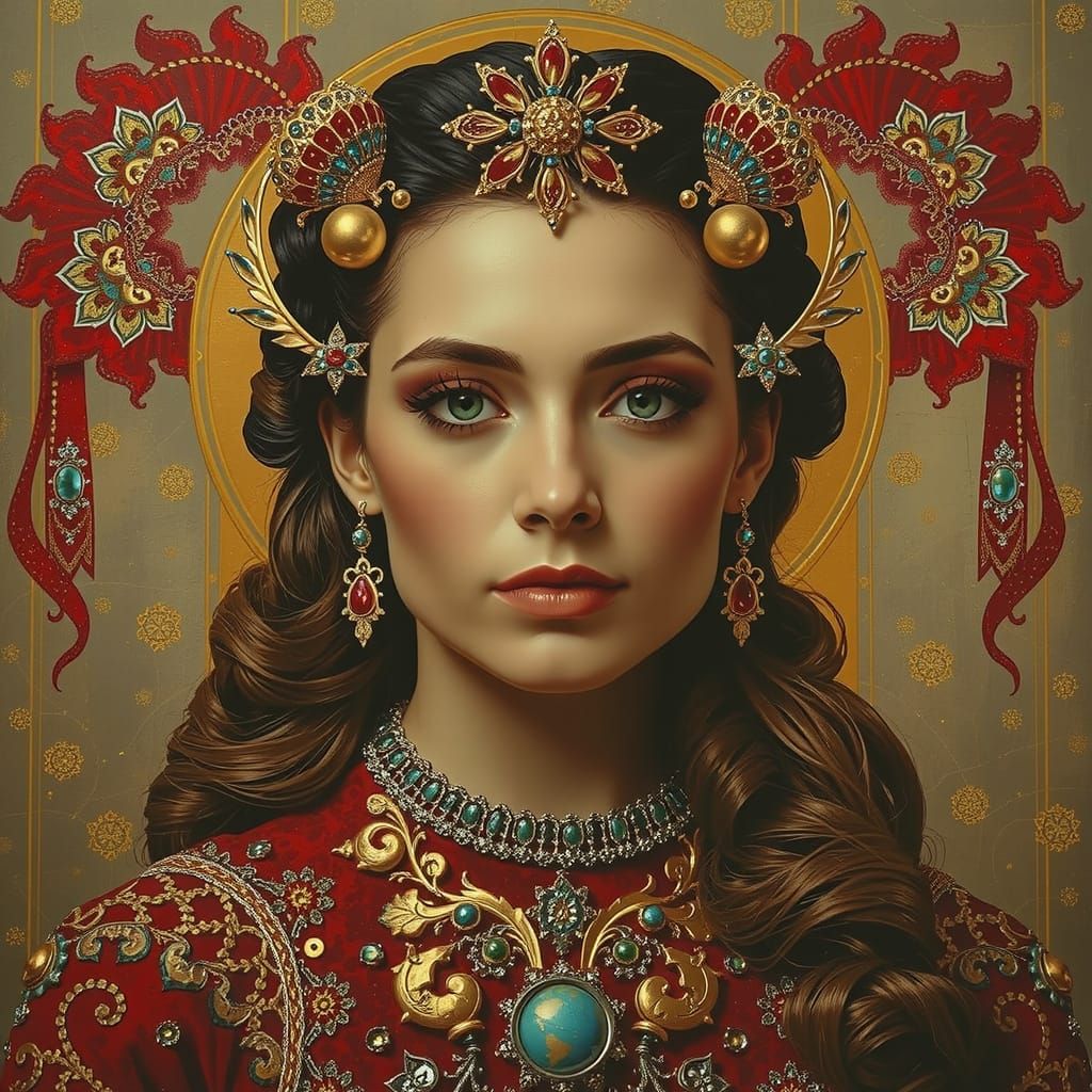 Fractal Art Nouveau: Klimt and Mucha Inspired Masterpiece