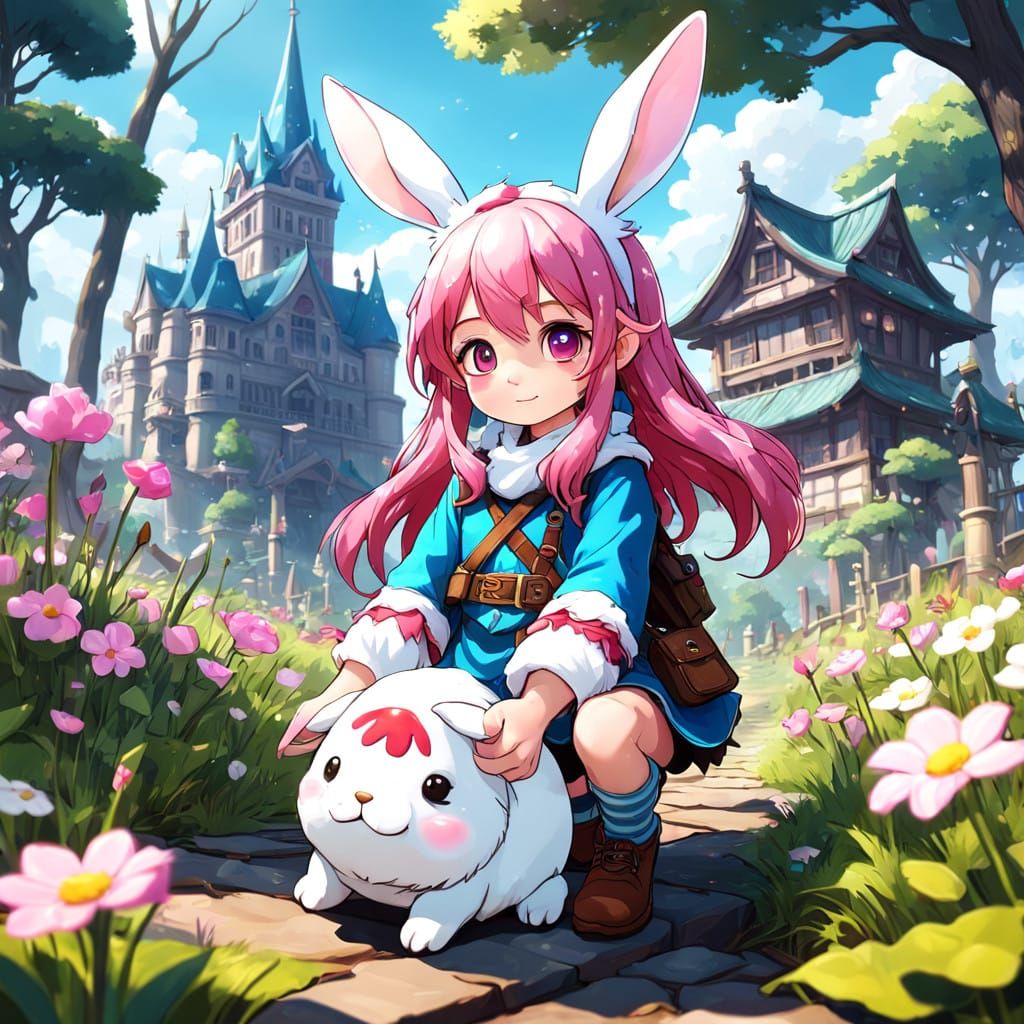 Enchanting Gnome and Furry Friends in Vibrant Fantasy Landsc...