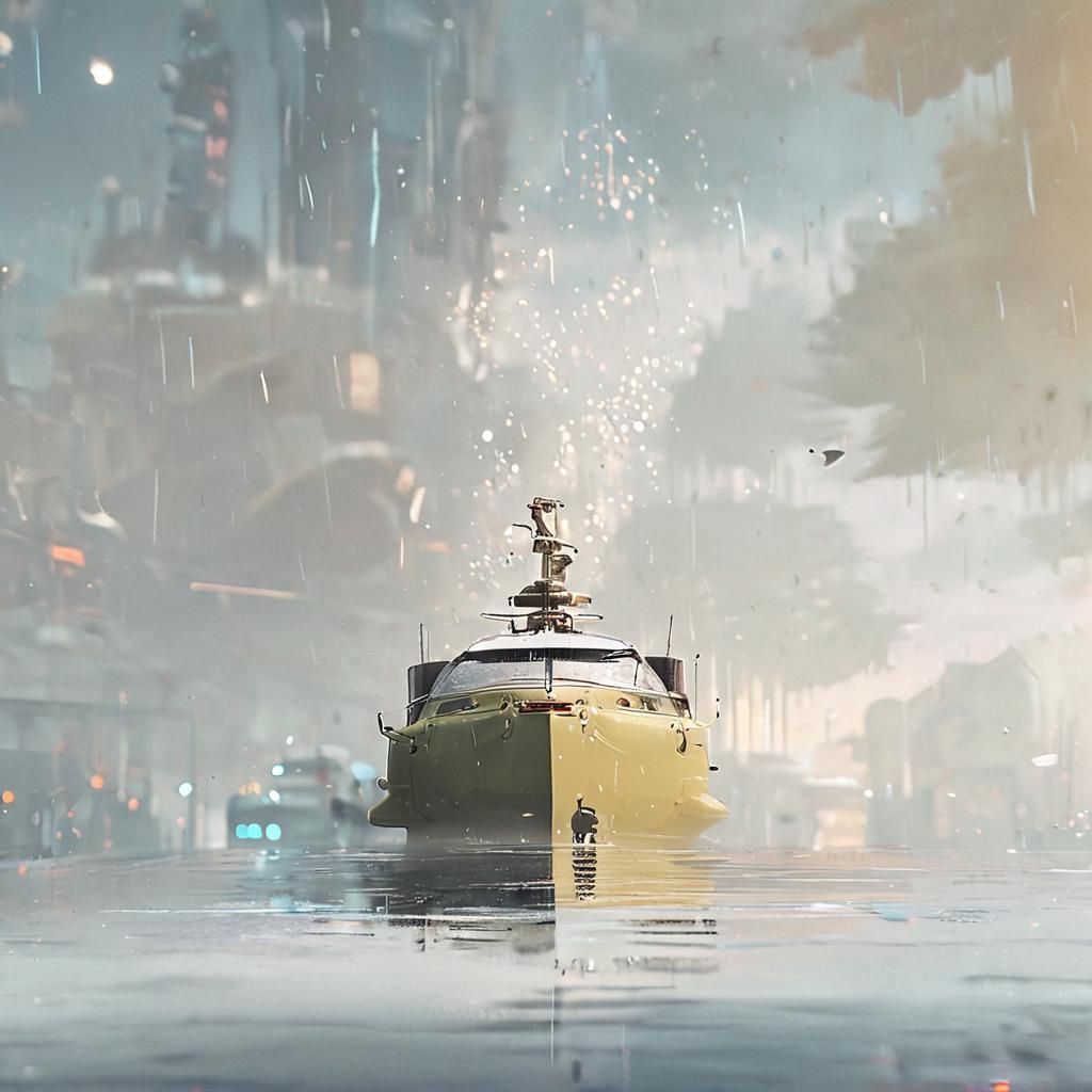 Rainy Cyberpunk Cityscape in Dreamcore Style