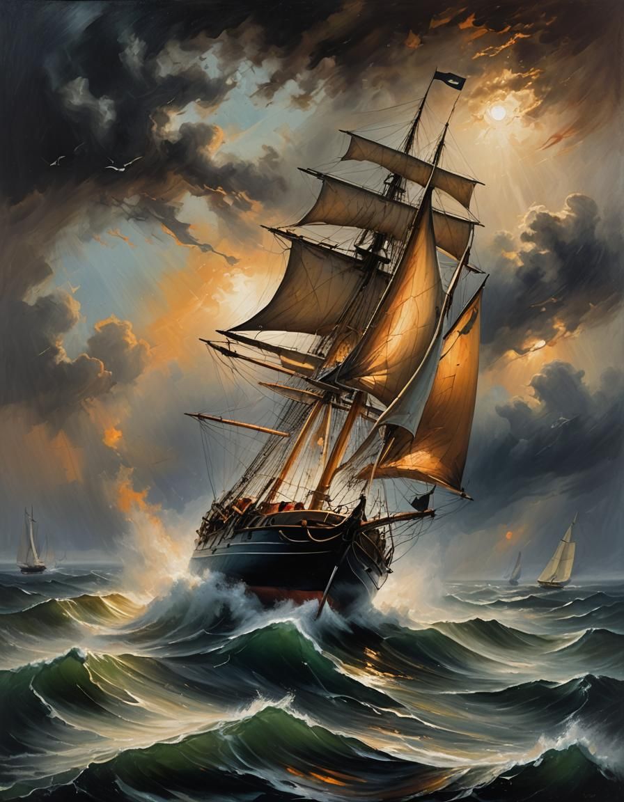 Among rolling seas