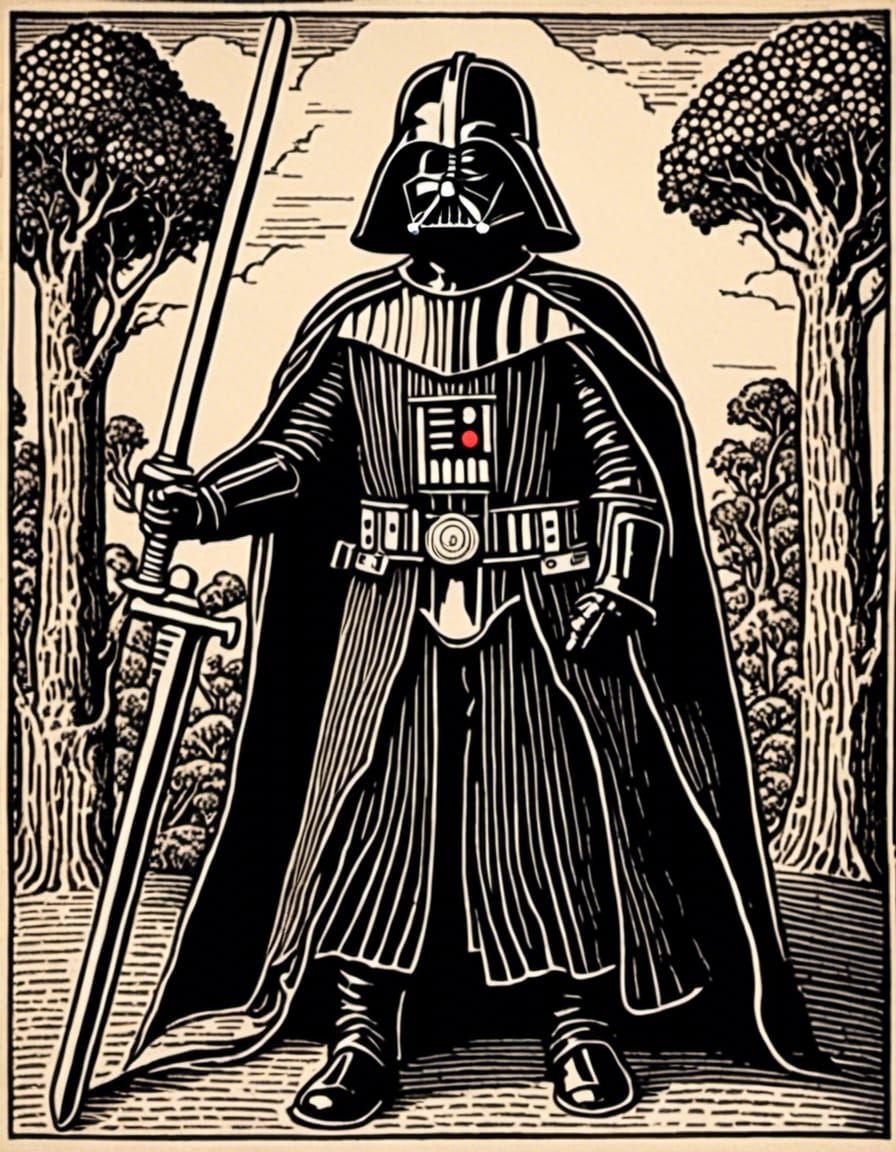 Darth Vader woodcut