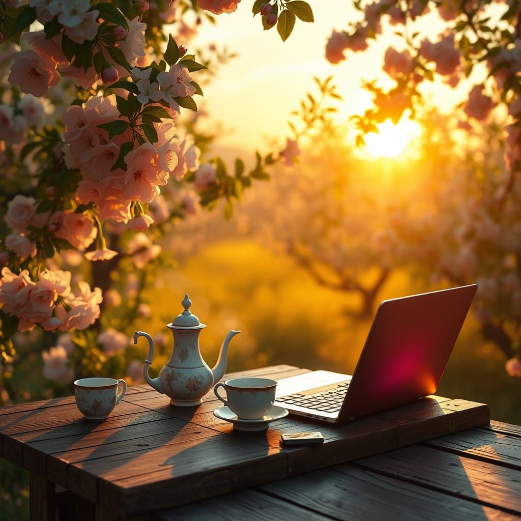 Golden Dawn in an Enchanted Orchard