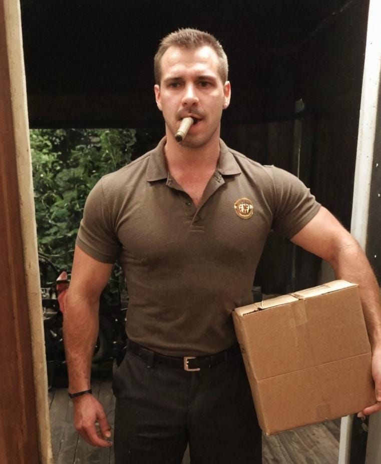 UPS Driver Smoking a Cigar