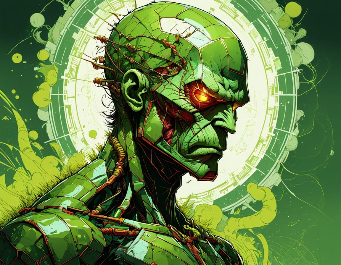 Bio Punk Marvel Superhero with Lime Green Skin and Radiation...