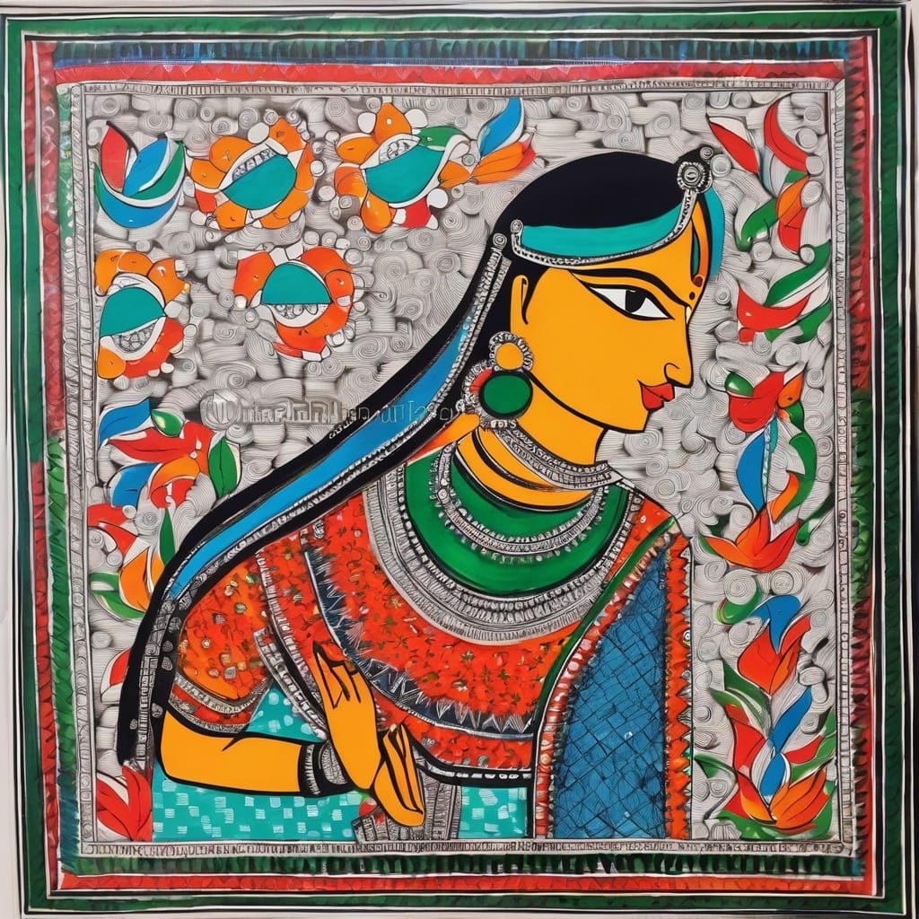Madhubani Painting With Beautiful Brushstrokes