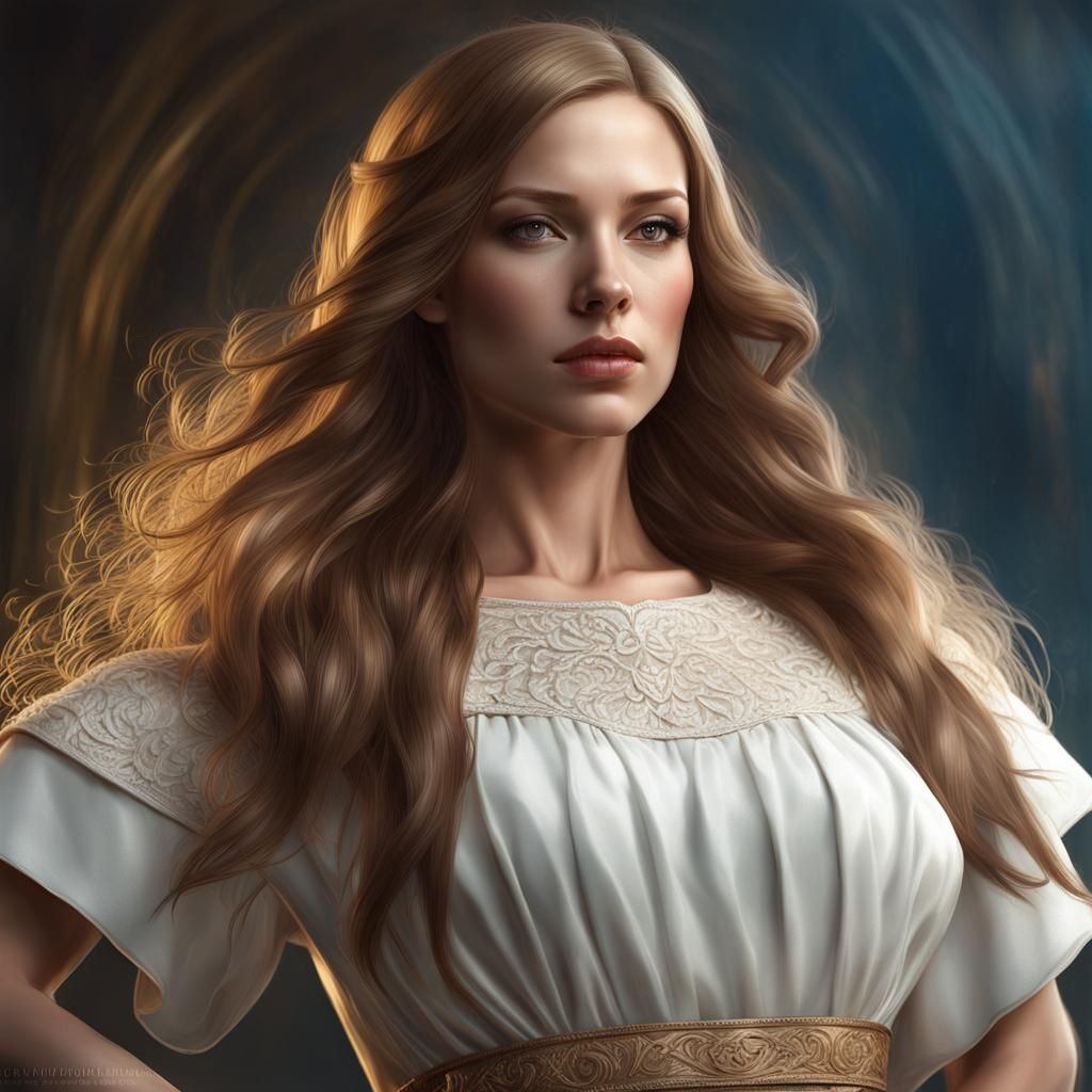 Detailed Portrait of a Pale Woman in Digital Art Style