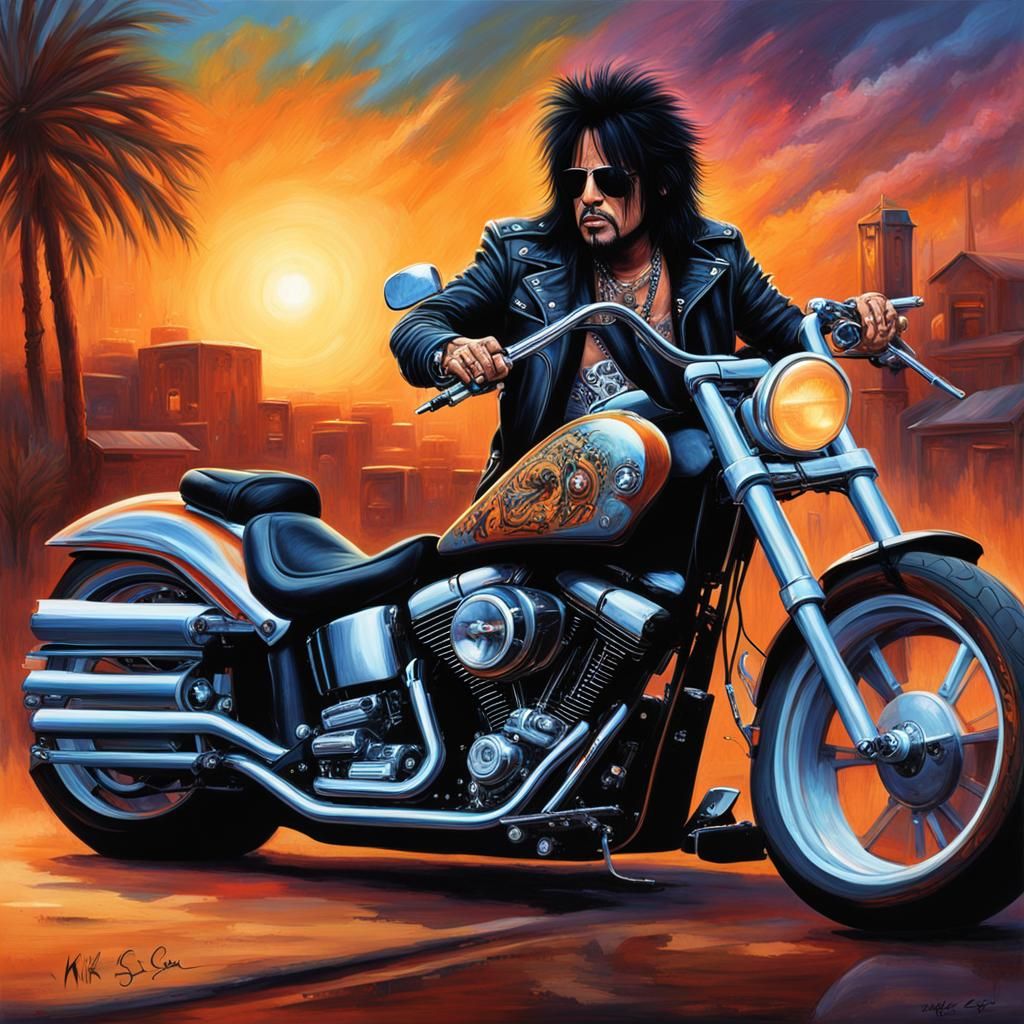 Musician on Harley Davidson: Hyperrealistic Digital Art