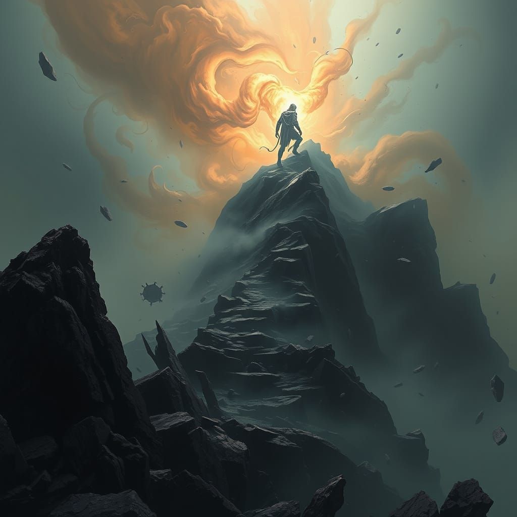 Ascent of Dragonmist Hill in Syd Mead Style