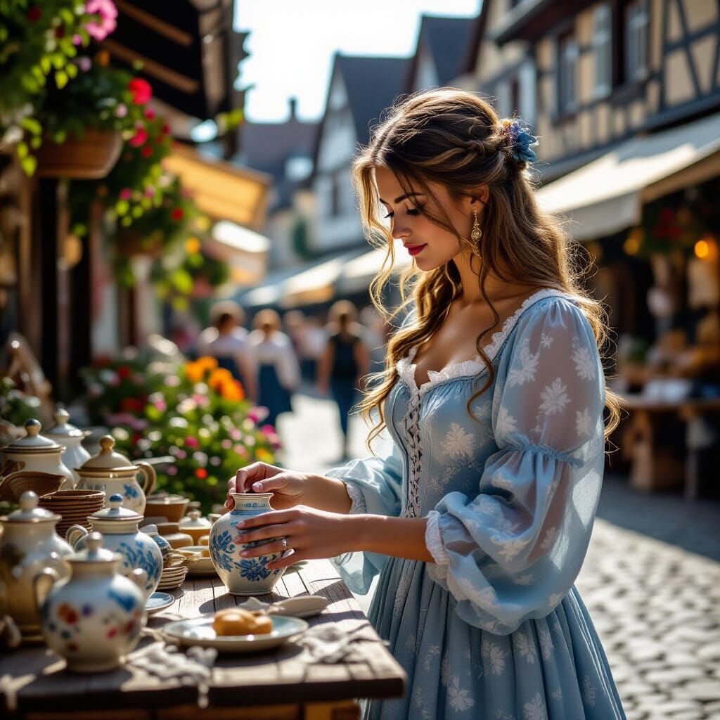 Noblewoman at Market in Golden Age Style