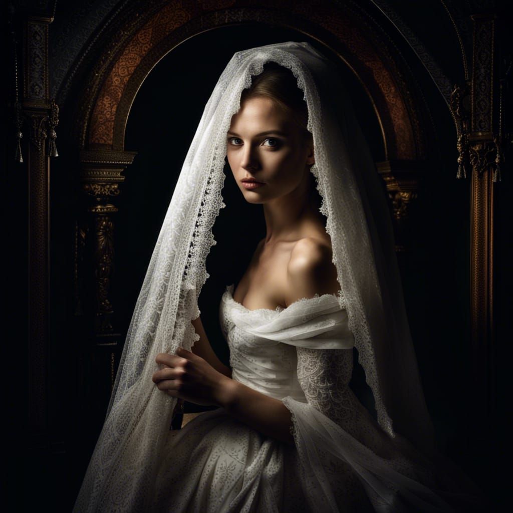 Bride Portrait in Rembrandt Style: Digital Matte Painting