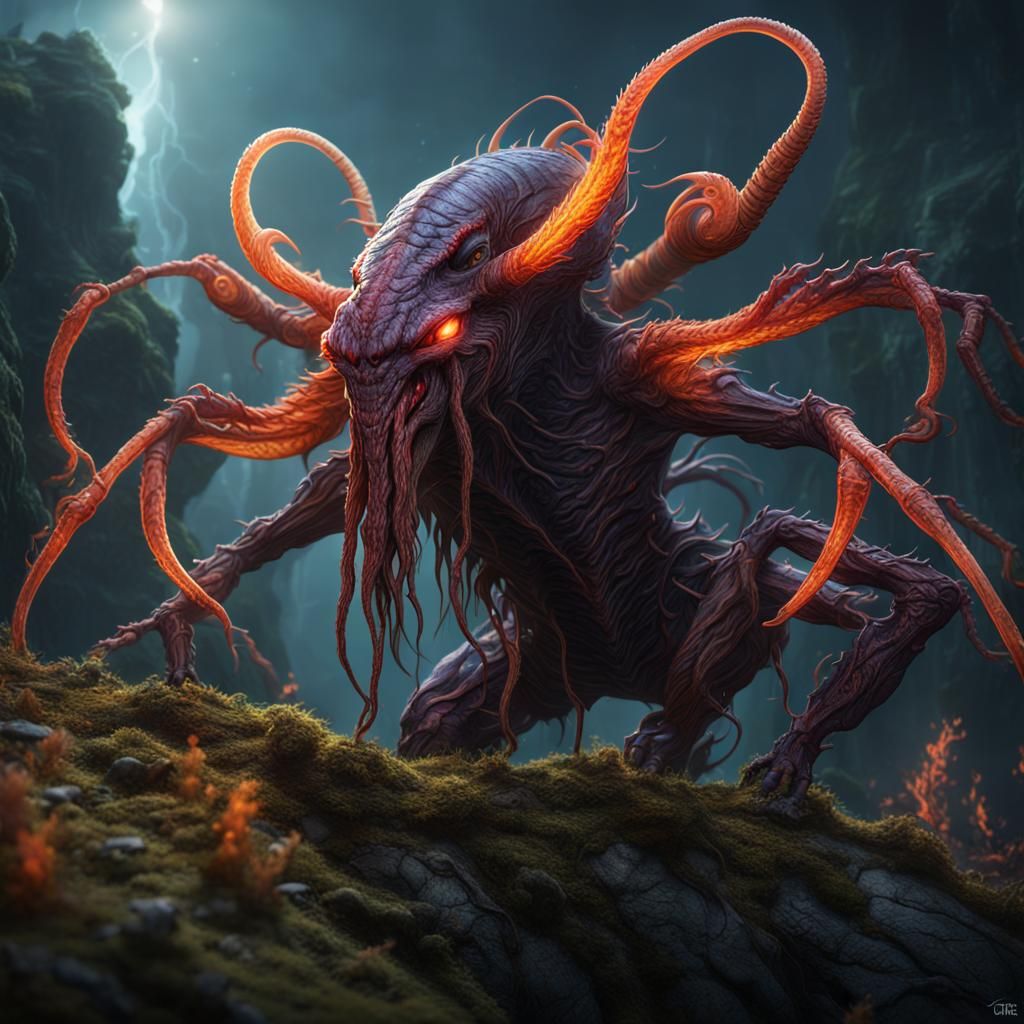 Extraterrestrial Cordyceps Demon in Detailed Matte Painting