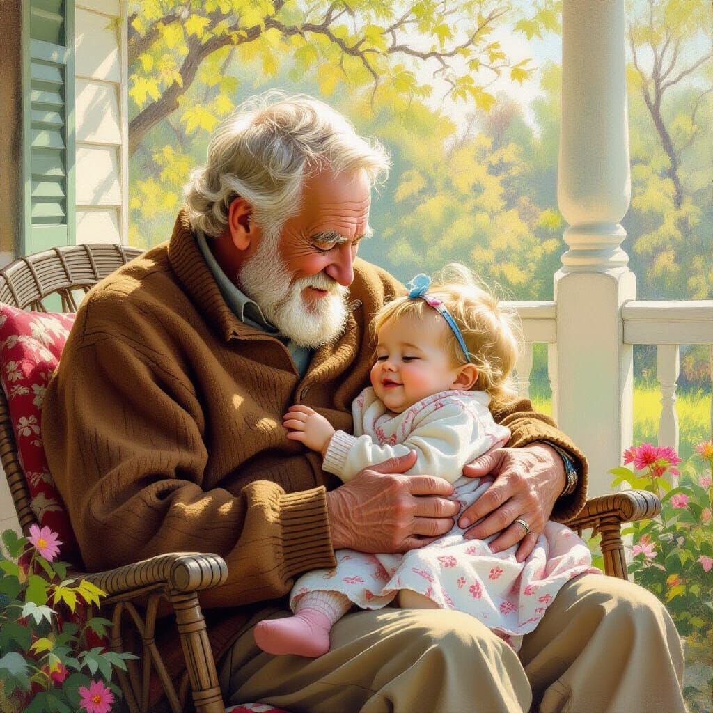 Heartwarming Grandfather and Granddaughter Scene