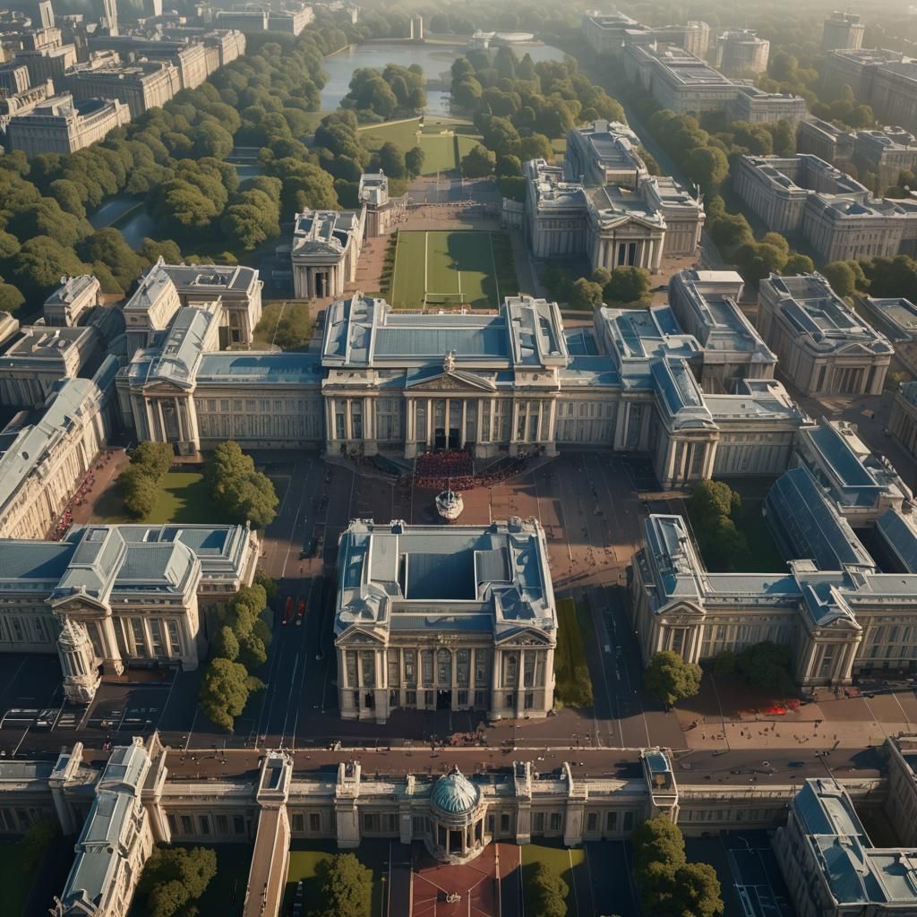 Hyperrealistic Captain America at Buckingham Palace