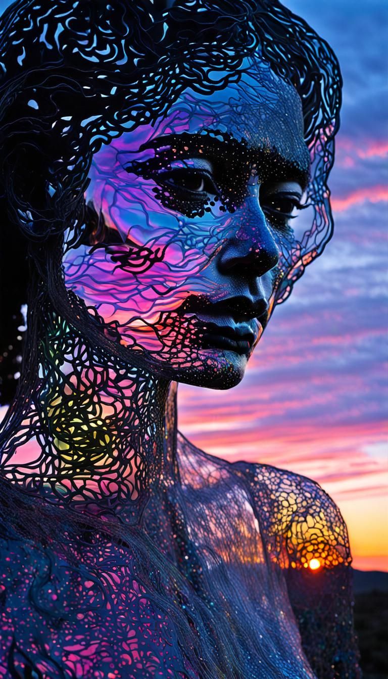 Transparent neon girl.