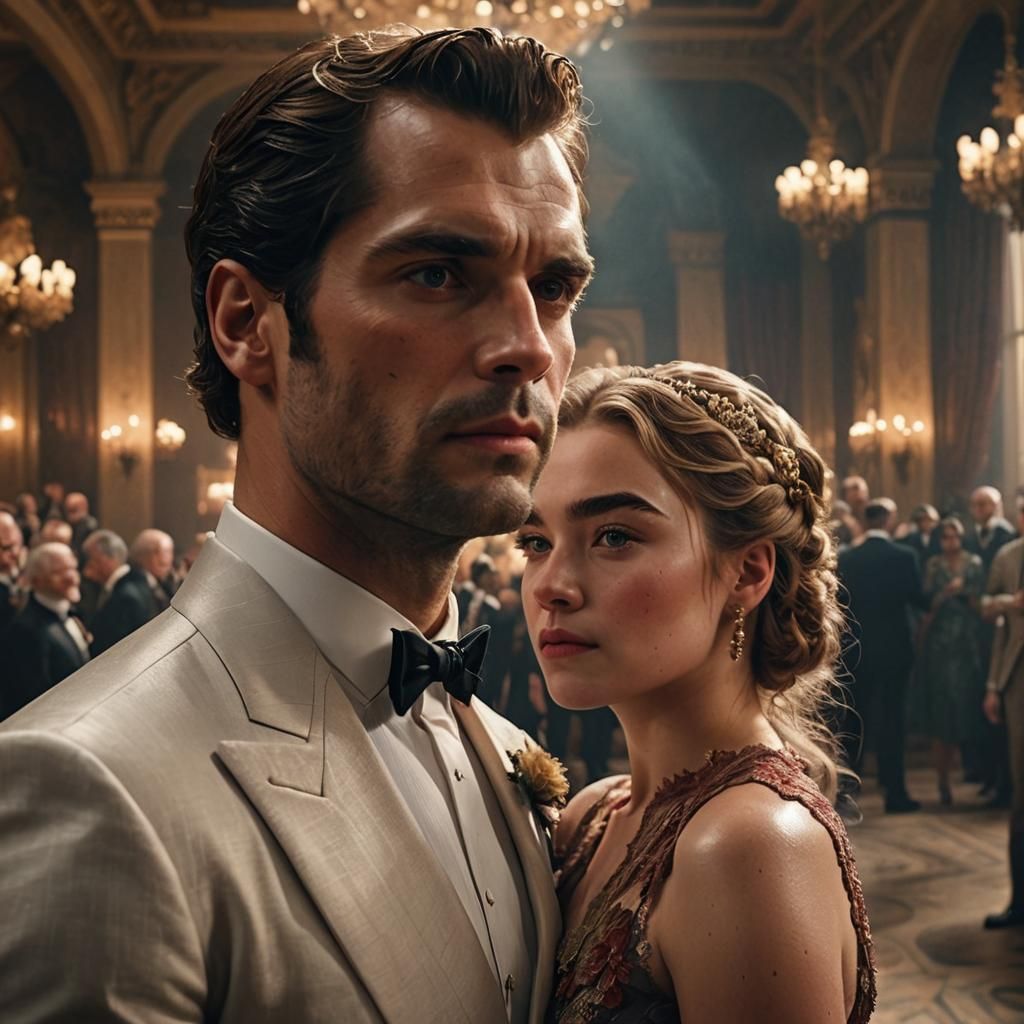 James Bond and Villainess Waltz in Opulent Ballroom