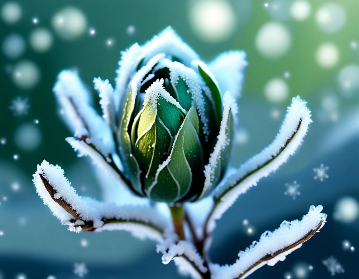 Flower Bud Piercing Snow: Winter's Magic, Spring's Promise