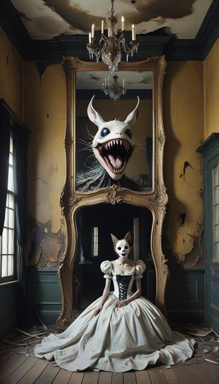 Dark Surrealism: Agony in a Decaying Victorian Salon