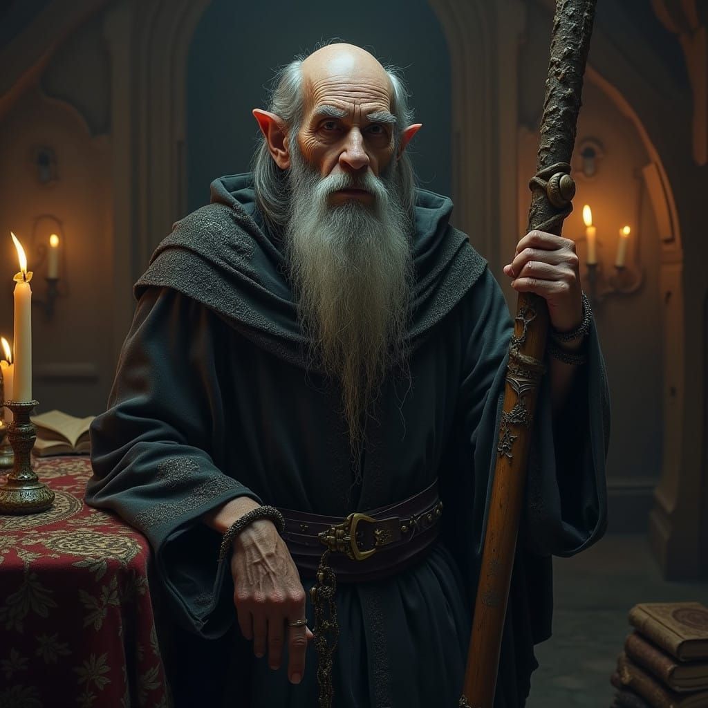 Ethereal Dark Wizard in Mysterious Chamber