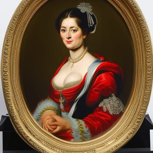 Voluptuous Woman in Slippers: A Baroque-Style Portrait